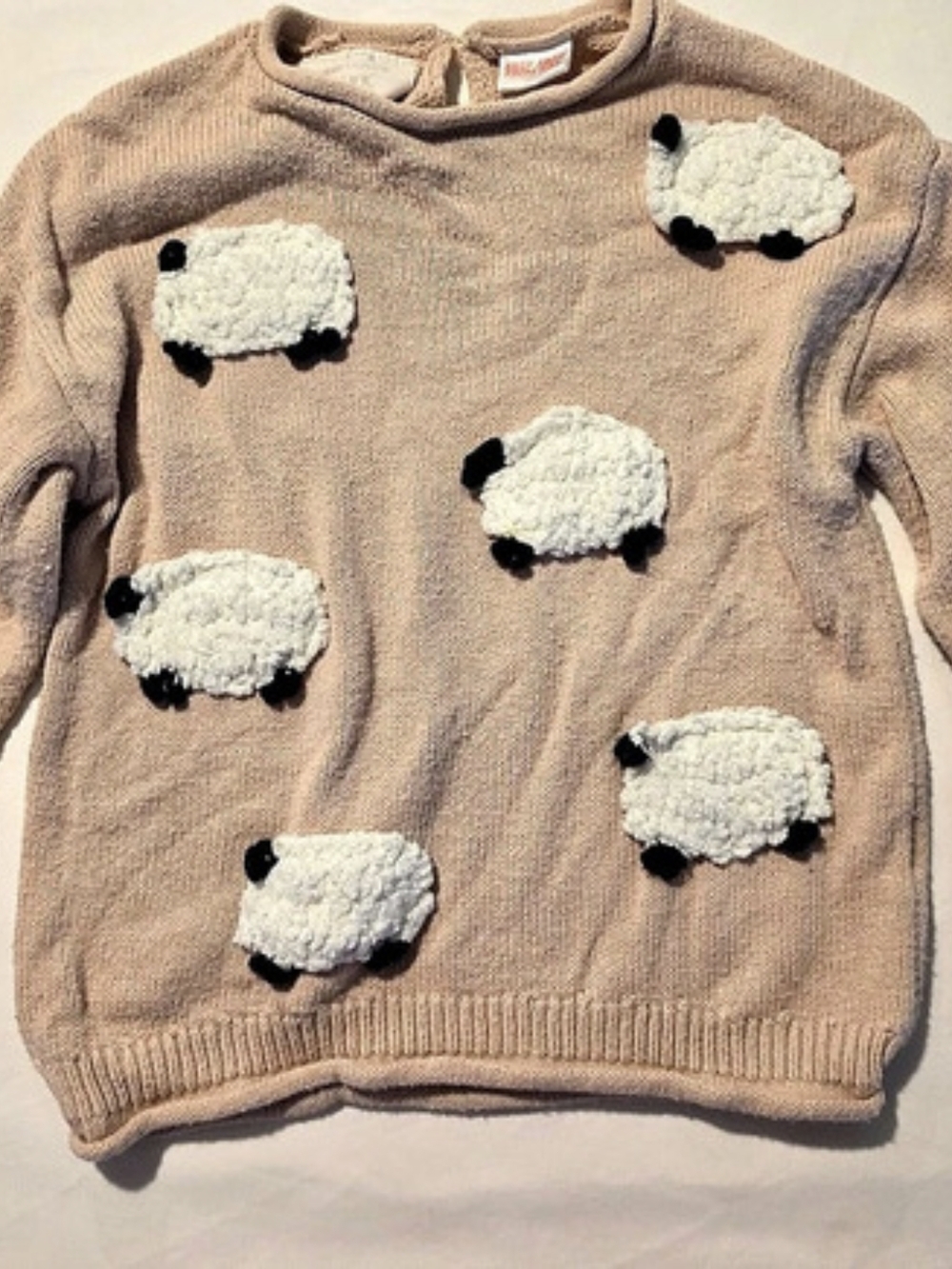 Zara Baby Textured Sheep Sheepdog Knit Sweater Tan Beige 2-3Y (2T/3T)
